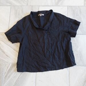Flax Black Top Size M 100% Linen